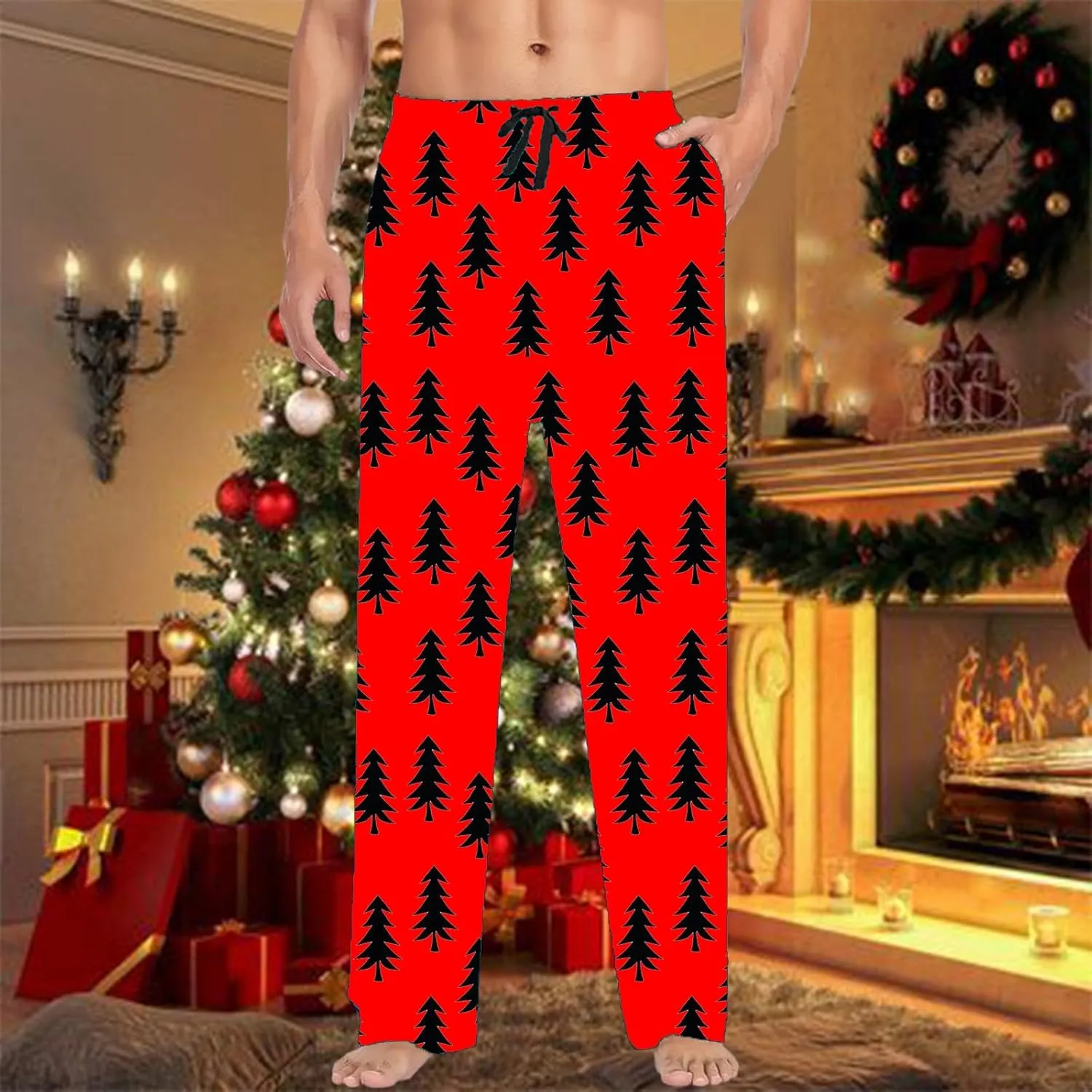 Pajama Pants for Men, Men's Separate Bottoms Warm Plaid Lounge Men's Pajama Bottoms Soft Sleep Pants