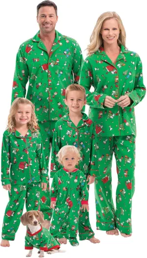 PajamaGram Fun Family Christmas Pajamas - Charlie Brown, Green, Women's, 12-14