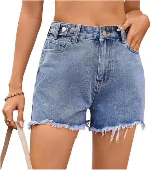 Palaver Jean Shorts Womens Summer Casual High Waisted Jorts with Pockets Trendy Stretchy Distressed Denim Shorts