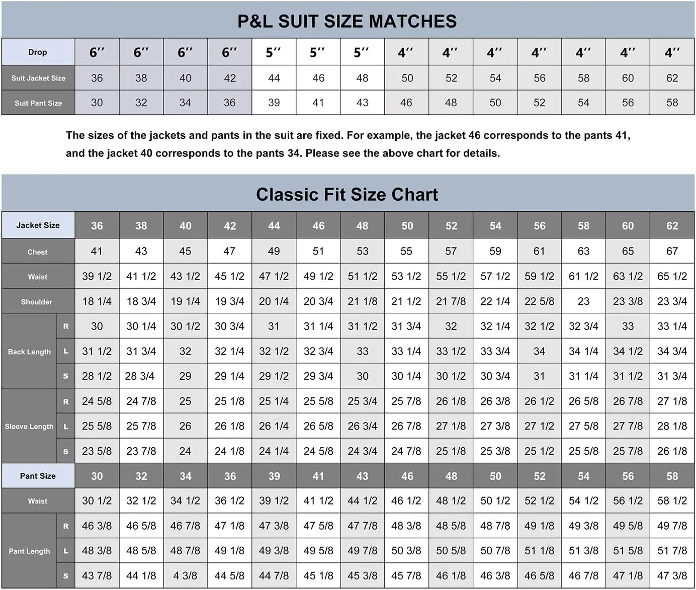 P&L Men's 3-Piece Classic Fit Dress Suits Tuxedo Blazer Jacket Tux Vest & Pants Set