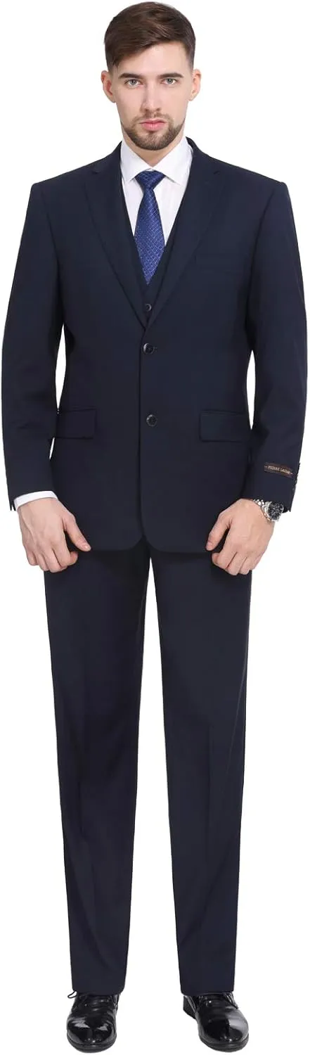 P&L Men's 3-Piece Classic Fit Dress Suits Tuxedo Blazer Jacket Tux Vest & Pants Set