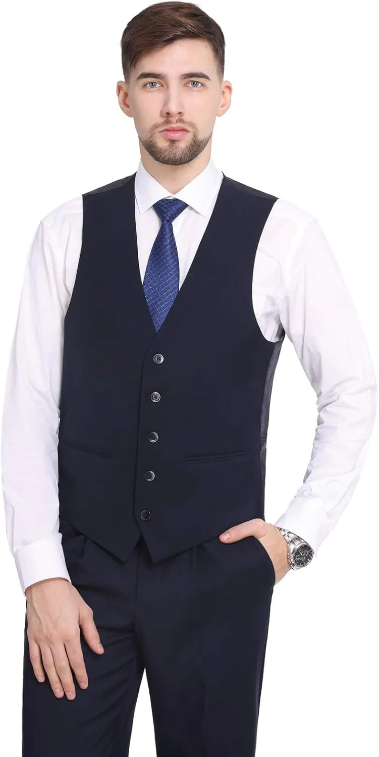 P&L Men's 3-Piece Classic Fit Dress Suits Tuxedo Blazer Jacket Tux Vest & Pants Set