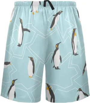 Penguin And Ice Pattern Men's Pajama Pants Shorts Sleepwear Lounge Pajama Bottoms