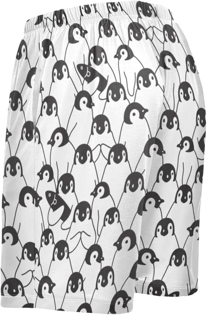 Penguin Pattern South Pole Animal Men's Pajama Pants Shorts Sleepwear Lounge Pajama Bottoms