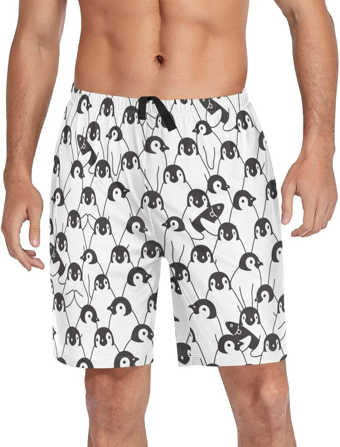 Penguin Pattern South Pole Animal Men's Pajama Pants Shorts Sleepwear Lounge Pajama Bottoms