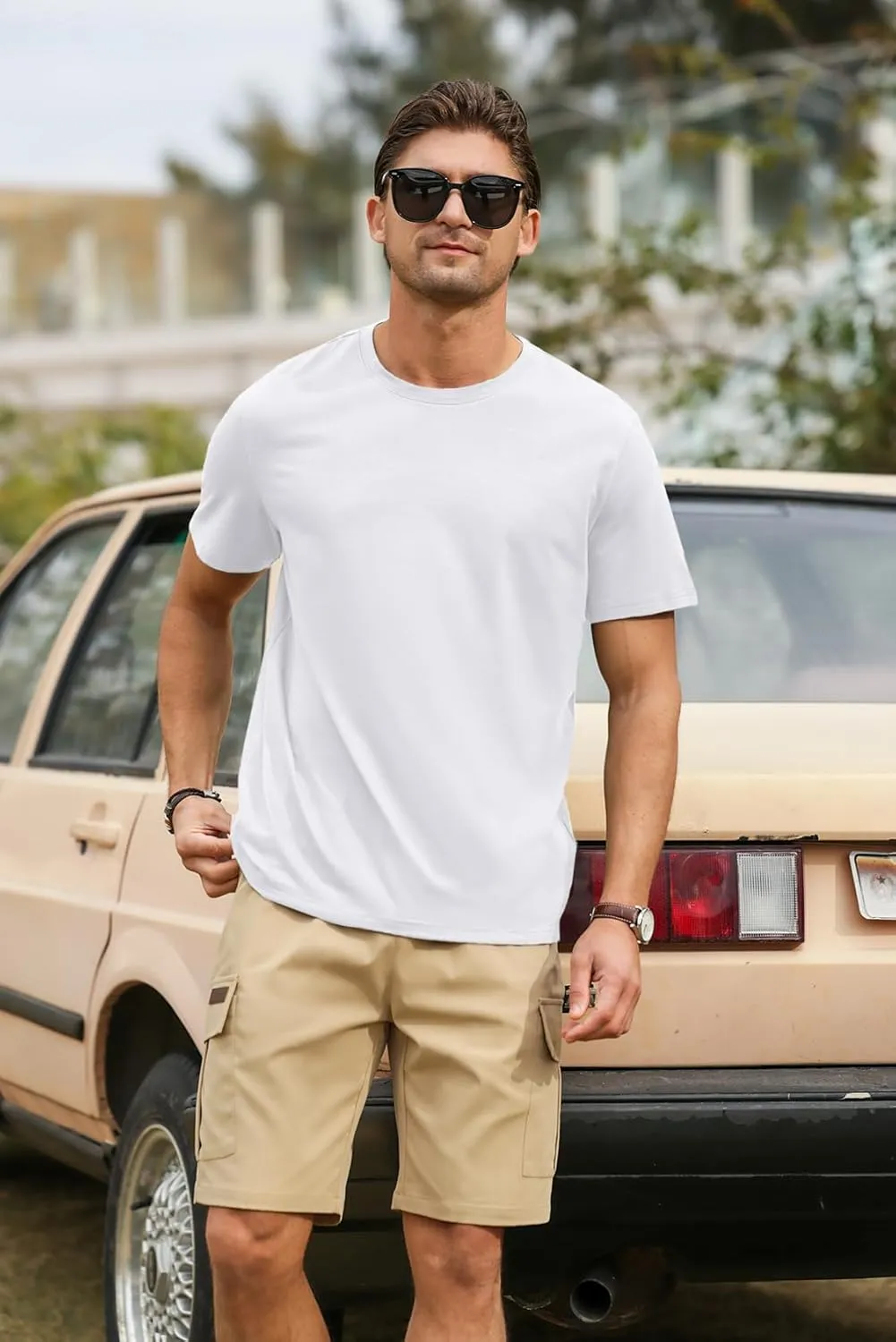 PLEPAN Mens Cotton T-Shirt Multipack  Short Sleeve Classic Fit Crew Neck, Luxuriously Soft Casual Shirt