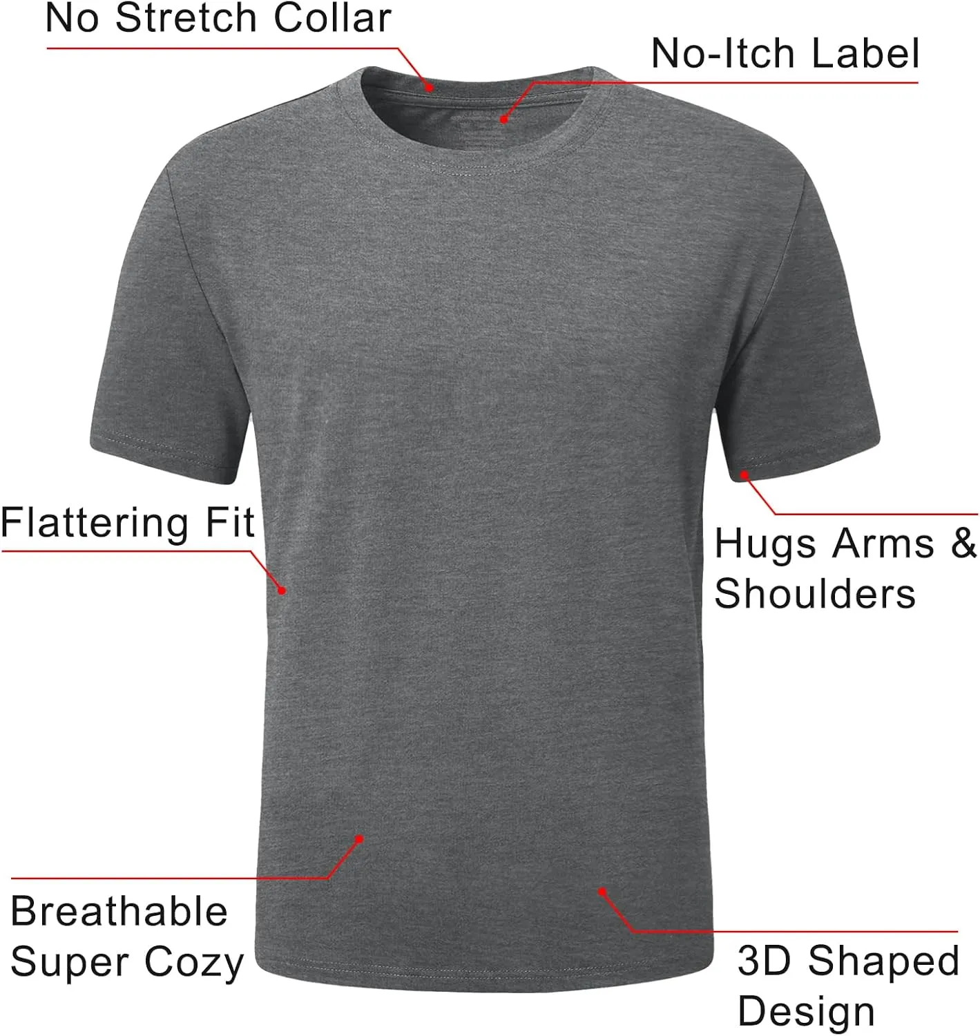 PLEPAN Mens Cotton T-Shirt Multipack  Short Sleeve Classic Fit Crew Neck, Luxuriously Soft Casual Shirt