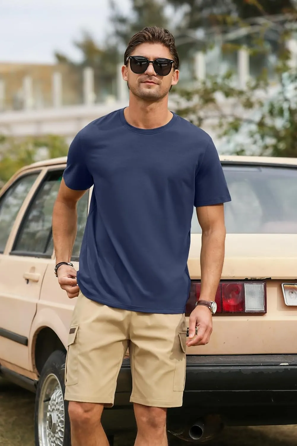 PLEPAN Mens Cotton T-Shirt Multipack  Short Sleeve Classic Fit Crew Neck, Luxuriously Soft Casual Shirt