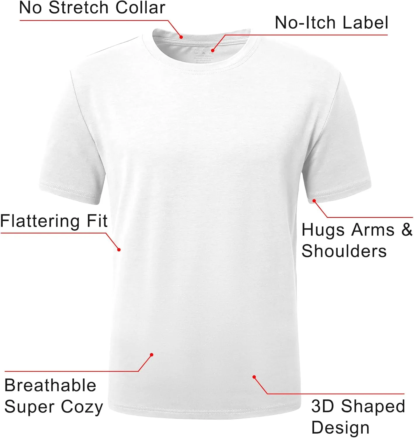 PLEPAN Mens Cotton T-Shirt Multipack  Short Sleeve Classic Fit Crew Neck, Luxuriously Soft Casual Shirt
