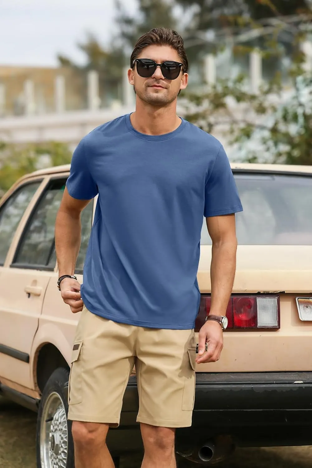 PLEPAN Mens Cotton T-Shirt Multipack  Short Sleeve Classic Fit Crew Neck, Luxuriously Soft Casual Shirt