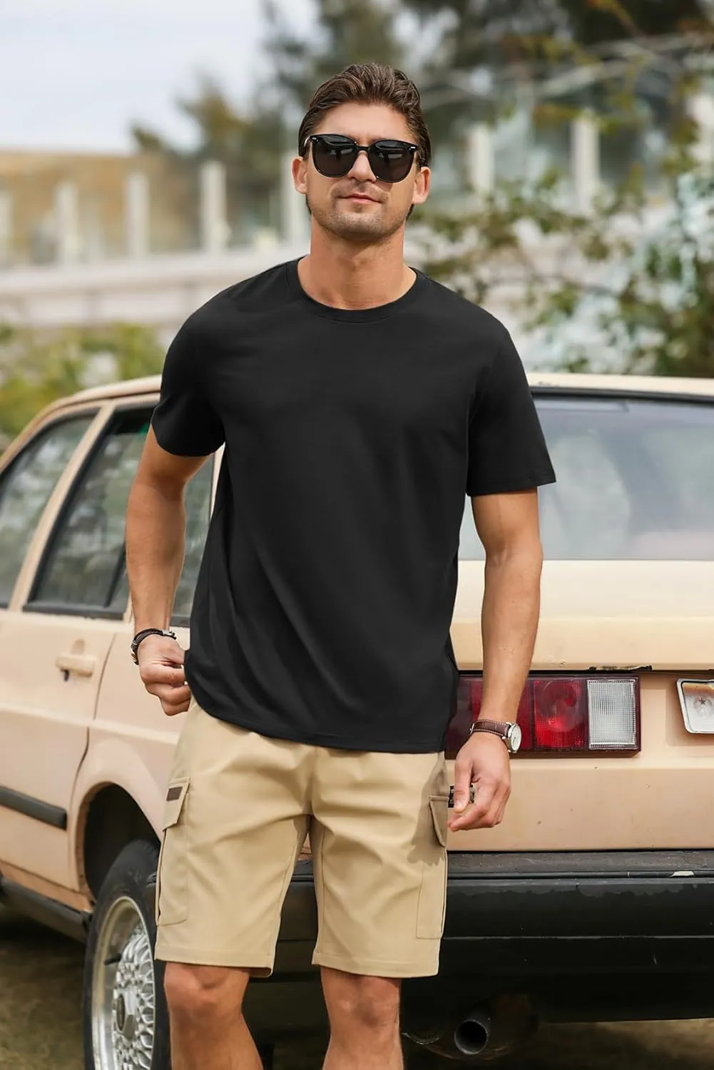PLEPAN Mens Cotton T-Shirt Multipack  Short Sleeve Classic Fit Crew Neck, Luxuriously Soft Casual Shirt
