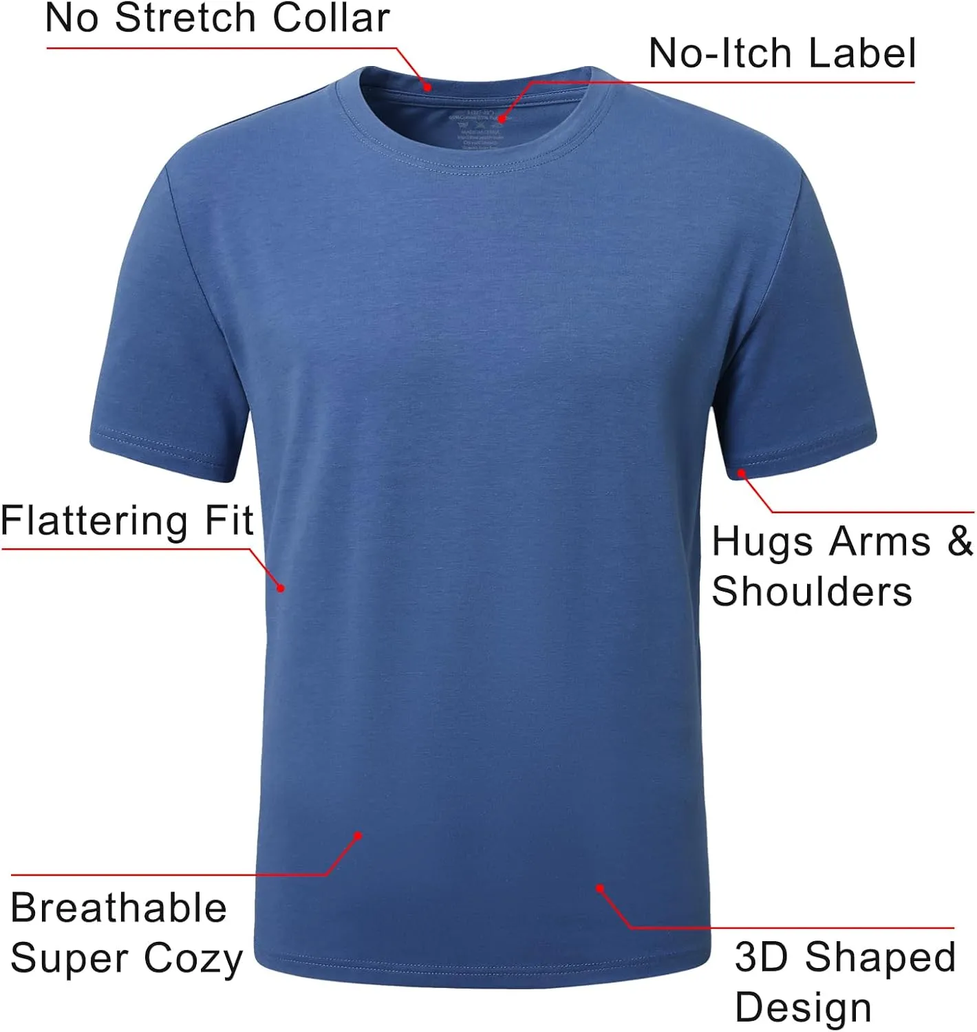 PLEPAN Mens Cotton T-Shirt Multipack  Short Sleeve Classic Fit Crew Neck, Luxuriously Soft Casual Shirt