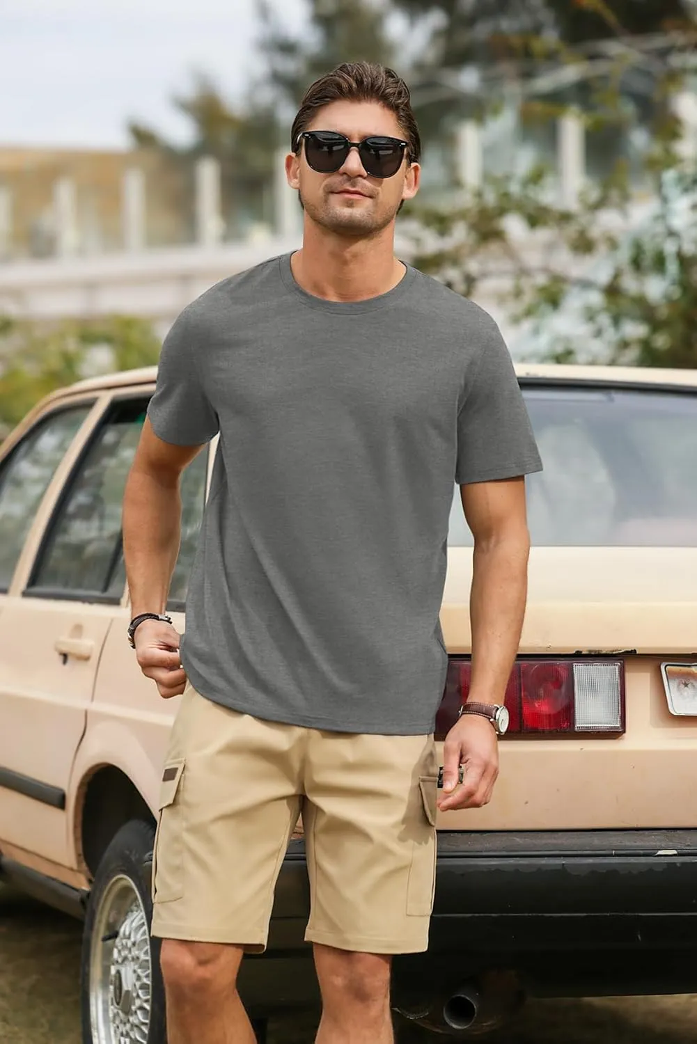 PLEPAN Mens Cotton T-Shirt Multipack  Short Sleeve Classic Fit Crew Neck, Luxuriously Soft Casual Shirt