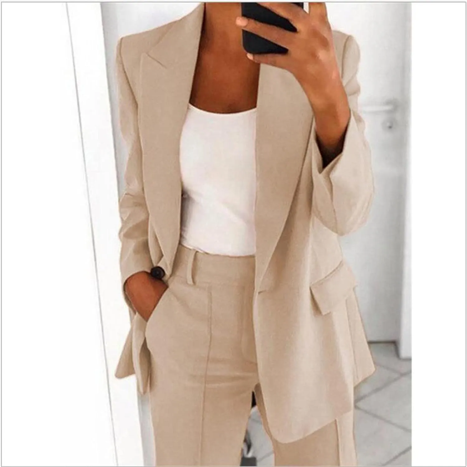 Plus Size Pant Suits Women 2 Piece Blazer Sets Dressy Blazer and Casual Wide Leg Pants Fashion Blazer Jacket Outfits