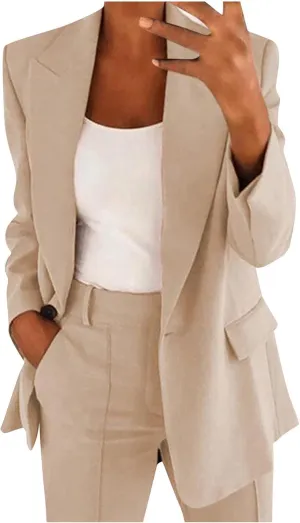 Plus Size Pant Suits Women 2 Piece Blazer Sets Dressy Blazer and Casual Wide Leg Pants Fashion Blazer Jacket Outfits