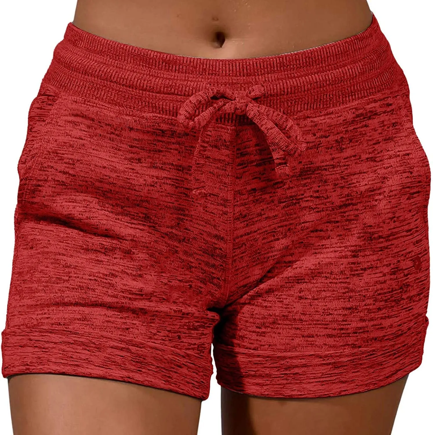 Plus Size Yoga Shorts High Waist Graphic Elastic Workout Shorts with Pockets Drawstring Sports Tummy Control Shorts