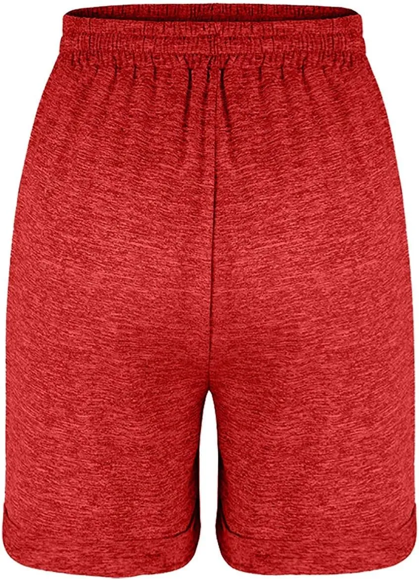 Plus Size Yoga Shorts High Waist Graphic Elastic Workout Shorts with Pockets Drawstring Sports Tummy Control Shorts