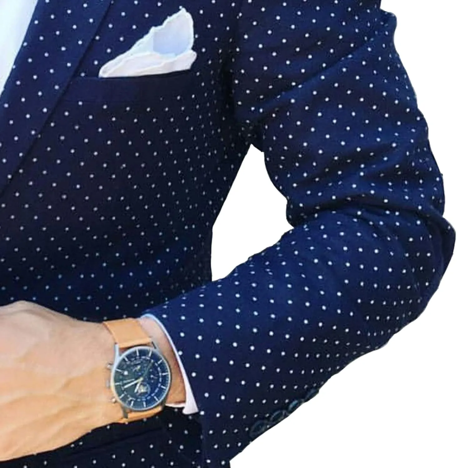 Polka Dots Suits for Men Dress Jackets for Men Wedding Mens Suits Regular Fit 2 Piece Set (Blazer   Pant)
