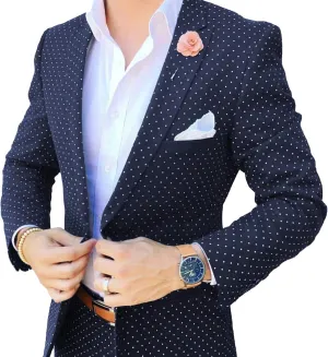 Polka Dots Suits for Men Dress Jackets for Men Wedding Mens Suits Regular Fit 2 Piece Set (Blazer   Pant)