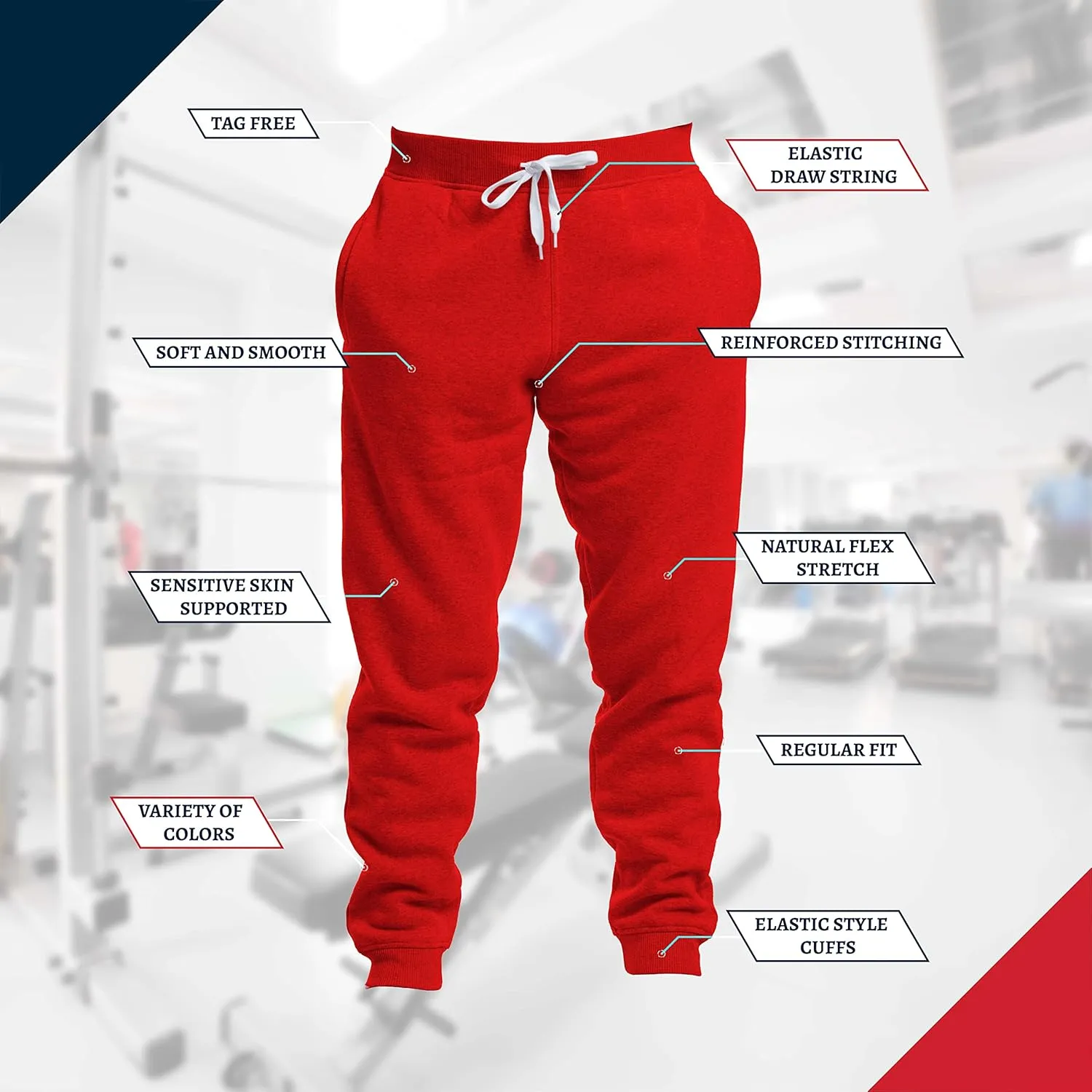 Premium Wear Men’s Jogger Sweatpants - Lightweight, Super Soft, 100% Polyester | Elastic Drawstring, Deep Pockets, Tag-Free