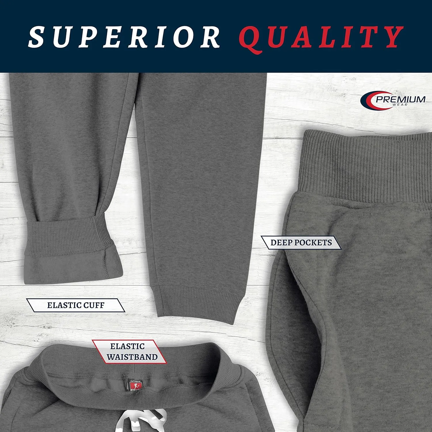 Premium Wear Men’s Jogger Sweatpants - Lightweight, Super Soft, 100% Polyester | Elastic Drawstring, Deep Pockets, Tag-Free