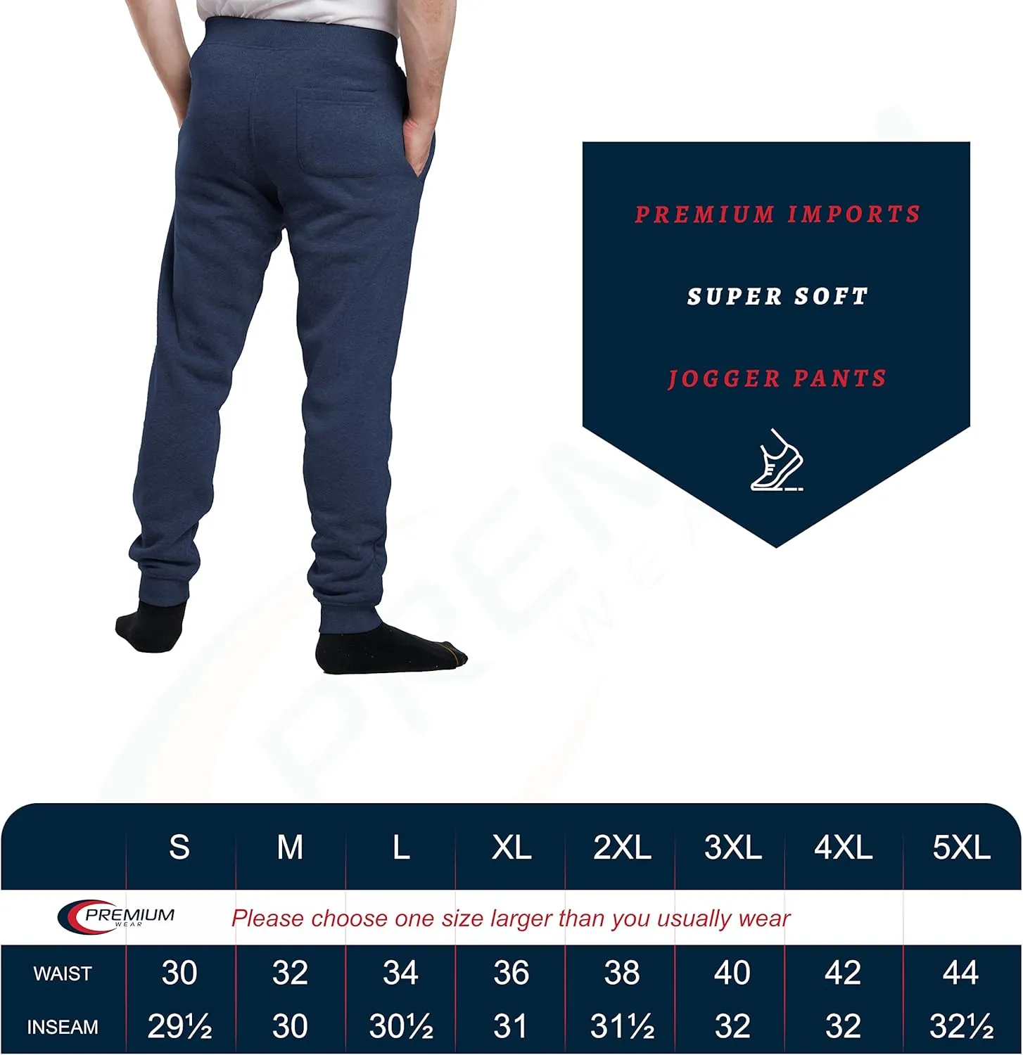Premium Wear Men’s Jogger Sweatpants - Lightweight, Super Soft, 100% Polyester | Elastic Drawstring, Deep Pockets, Tag-Free