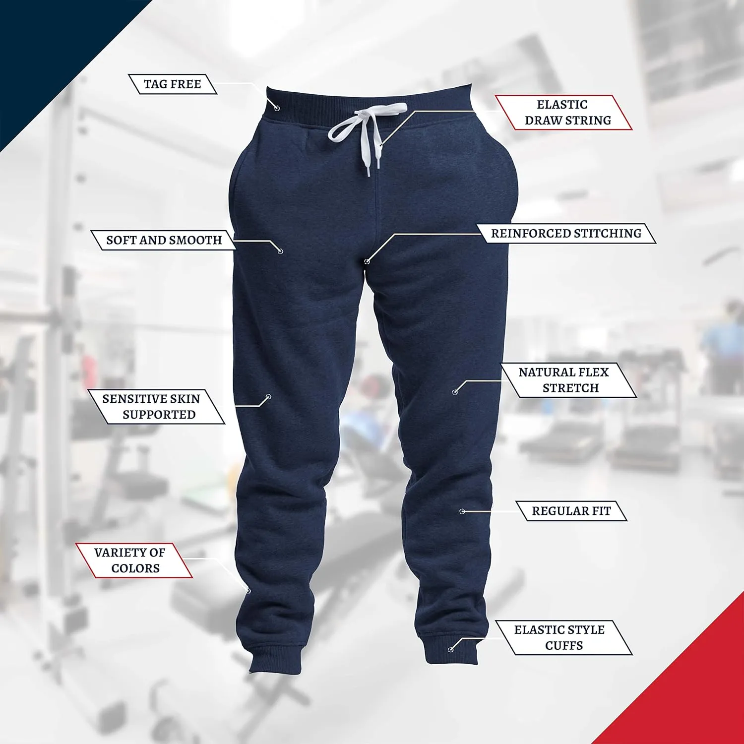 Premium Wear Men’s Jogger Sweatpants - Lightweight, Super Soft, 100% Polyester | Elastic Drawstring, Deep Pockets, Tag-Free