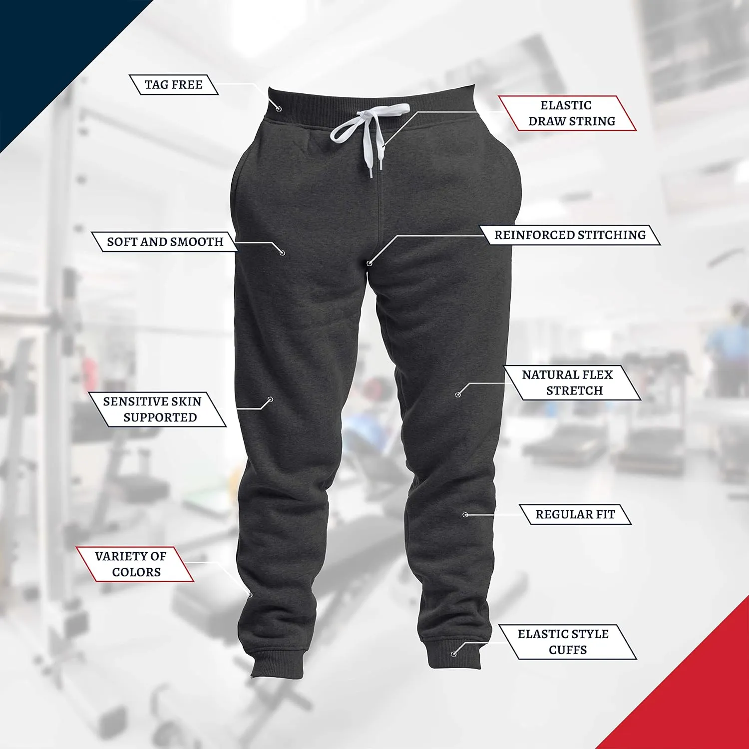 Premium Wear Men’s Jogger Sweatpants - Lightweight, Super Soft, 100% Polyester | Elastic Drawstring, Deep Pockets, Tag-Free
