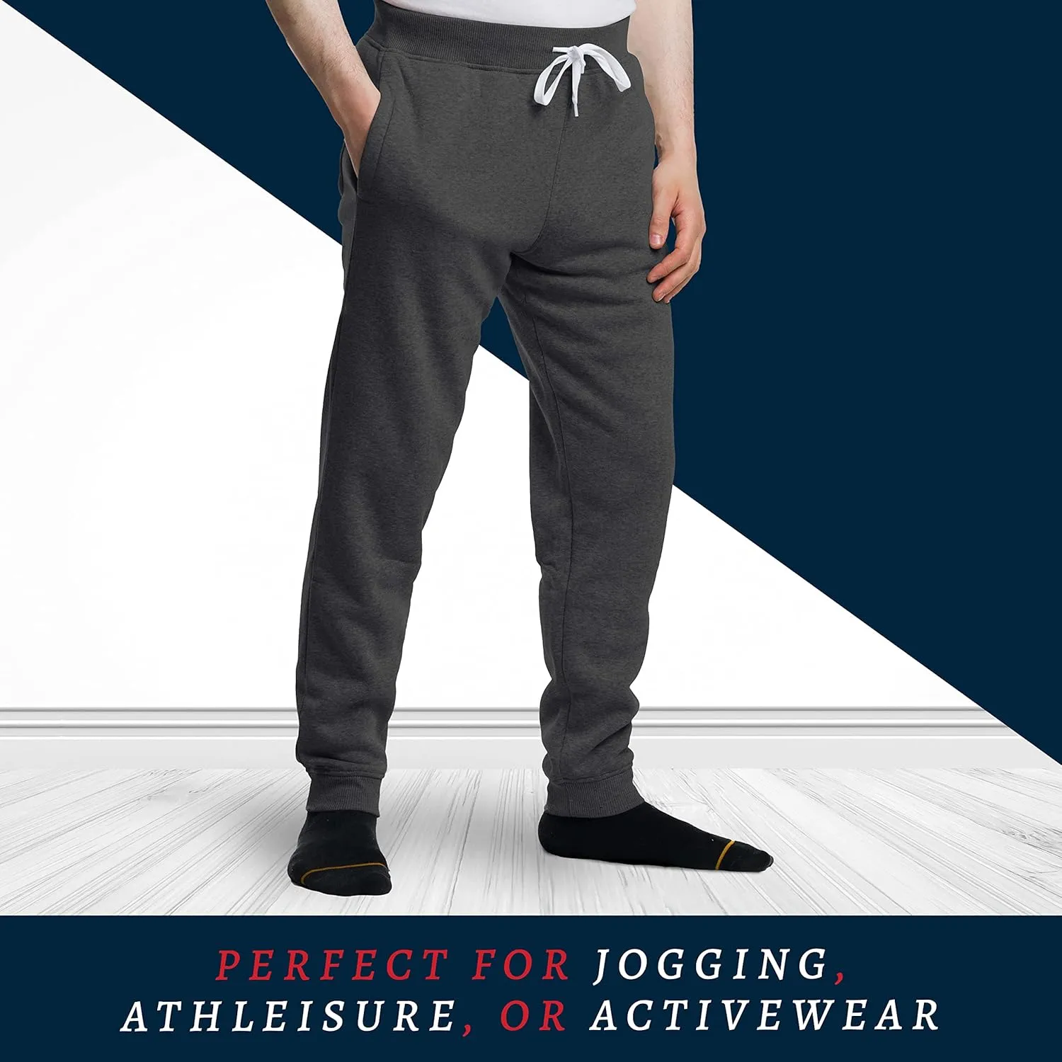 Premium Wear Men’s Jogger Sweatpants - Lightweight, Super Soft, 100% Polyester | Elastic Drawstring, Deep Pockets, Tag-Free