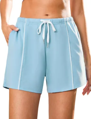 Quenteen Womens Sweat Shorts Cotton Lounge Shorts Casual Comfy Drawstring High Waist Running Shorts with Pockets