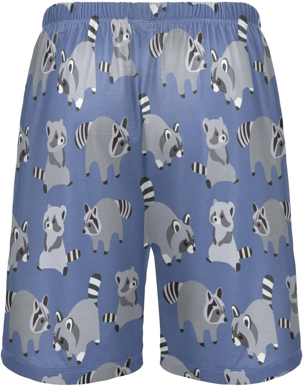 Raccoon Pattern On Blue Men's Pajama Pants Shorts Sleepwear Lounge Pajama Bottoms