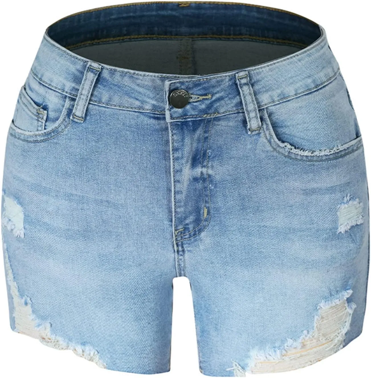 Ripped Denim Shorts for Women Trendy 2025 Summer Frayed Raw Hem Skinny Jean Shorts Dressy Casual Stretchy Jeans