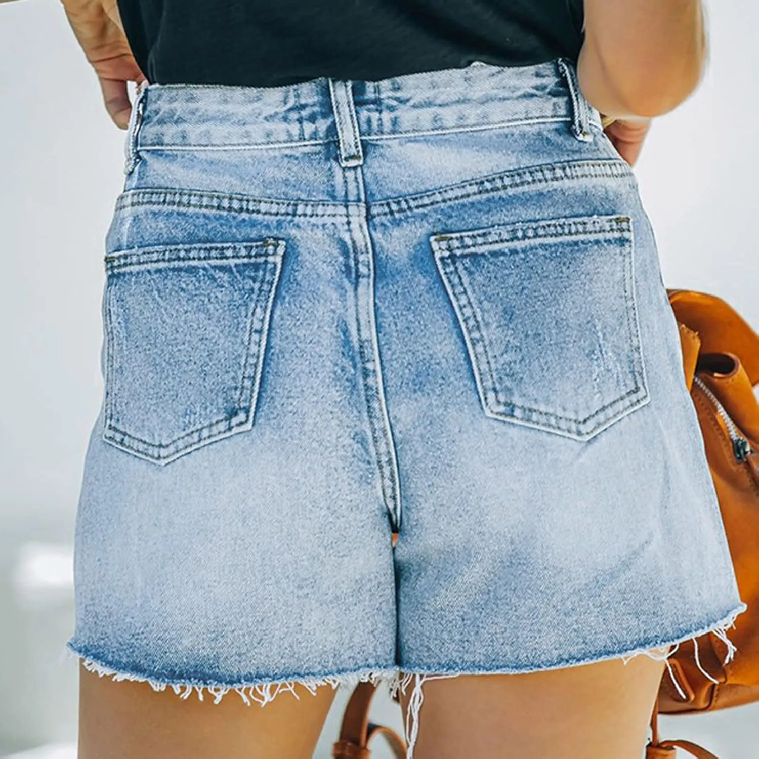 Ripped Denim Shorts for Women Trendy 2025 Summer Frayed Raw Hem Skinny Jean Shorts Dressy Casual Stretchy Jeans