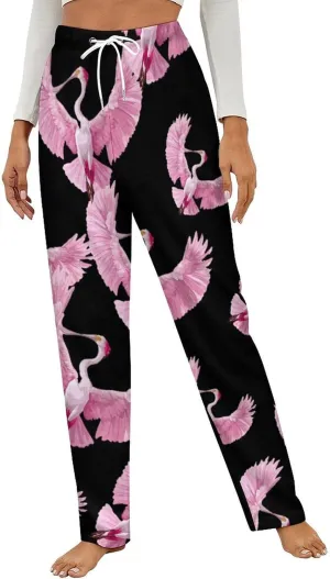 Roseate Spoonbill Women's Pajama Pants Fleece Warm Pj Bottoms Sleepwear Lounge Pants Loungewear