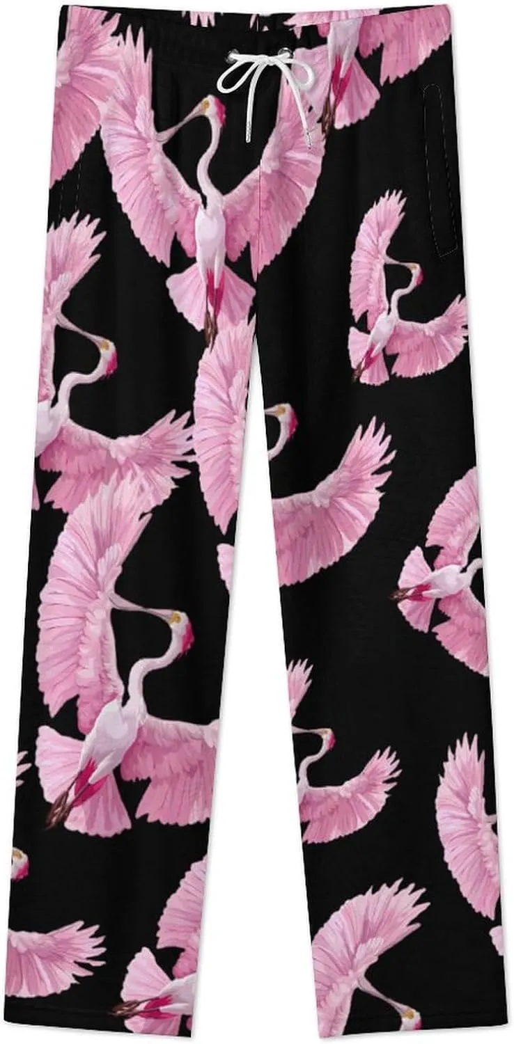 Roseate Spoonbill Women's Pajama Pants Fleece Warm Pj Bottoms Sleepwear Lounge Pants Loungewear
