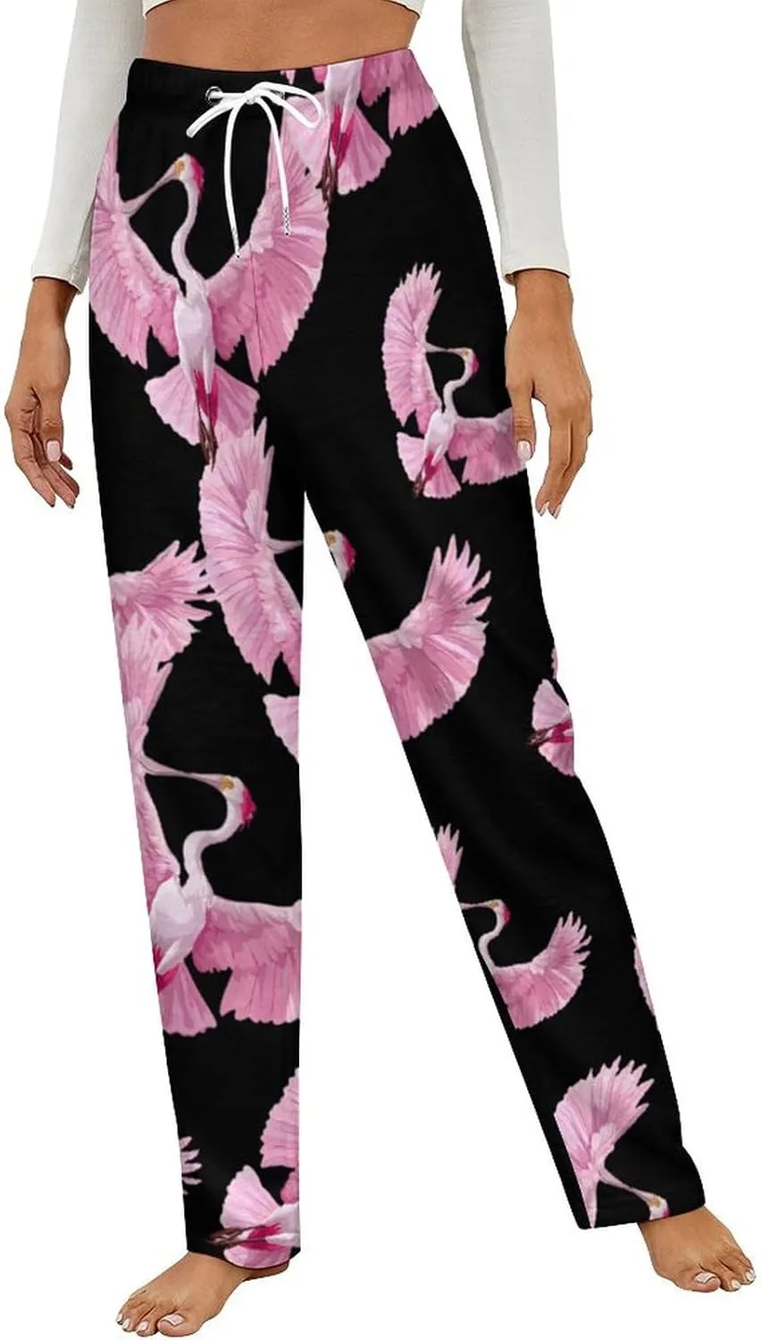 Roseate Spoonbill Women's Pajama Pants Fleece Warm Pj Bottoms Sleepwear Lounge Pants Loungewear