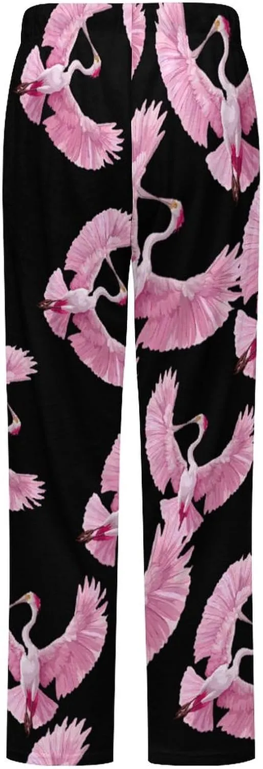 Roseate Spoonbill Women's Pajama Pants Fleece Warm Pj Bottoms Sleepwear Lounge Pants Loungewear