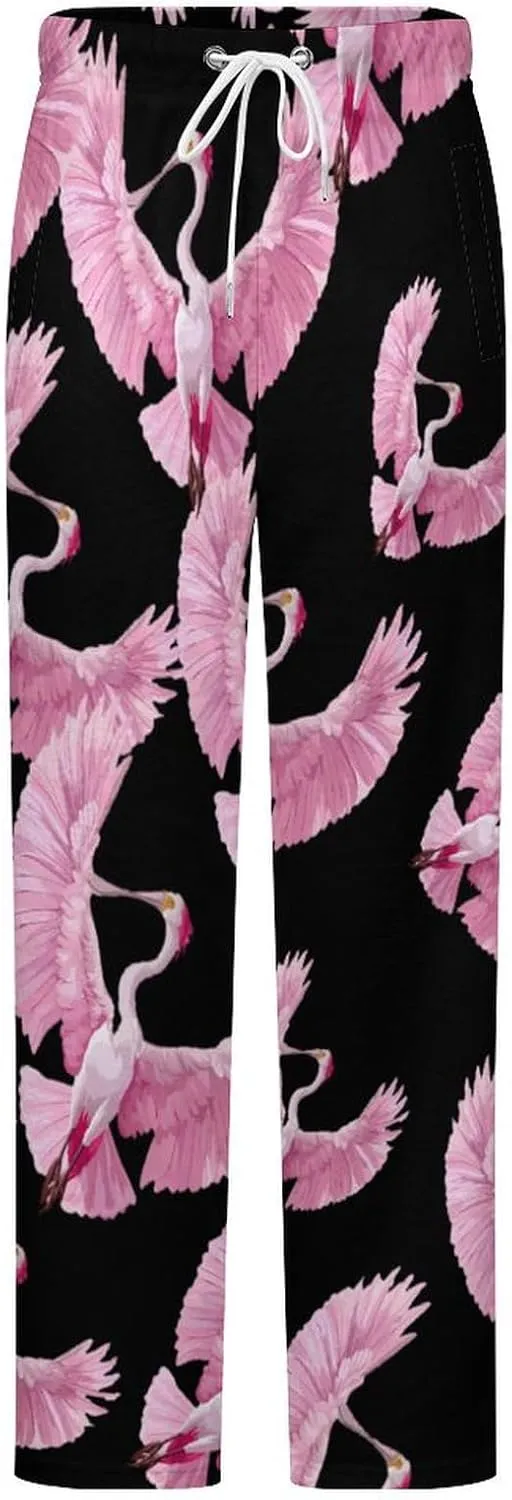 Roseate Spoonbill Women's Pajama Pants Fleece Warm Pj Bottoms Sleepwear Lounge Pants Loungewear