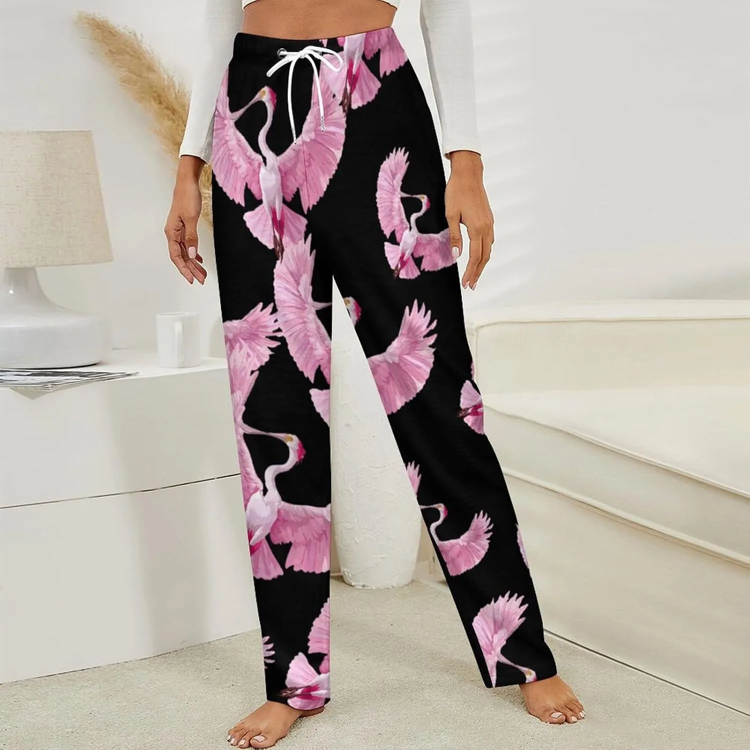Roseate Spoonbill Women's Pajama Pants Fleece Warm Pj Bottoms Sleepwear Lounge Pants Loungewear