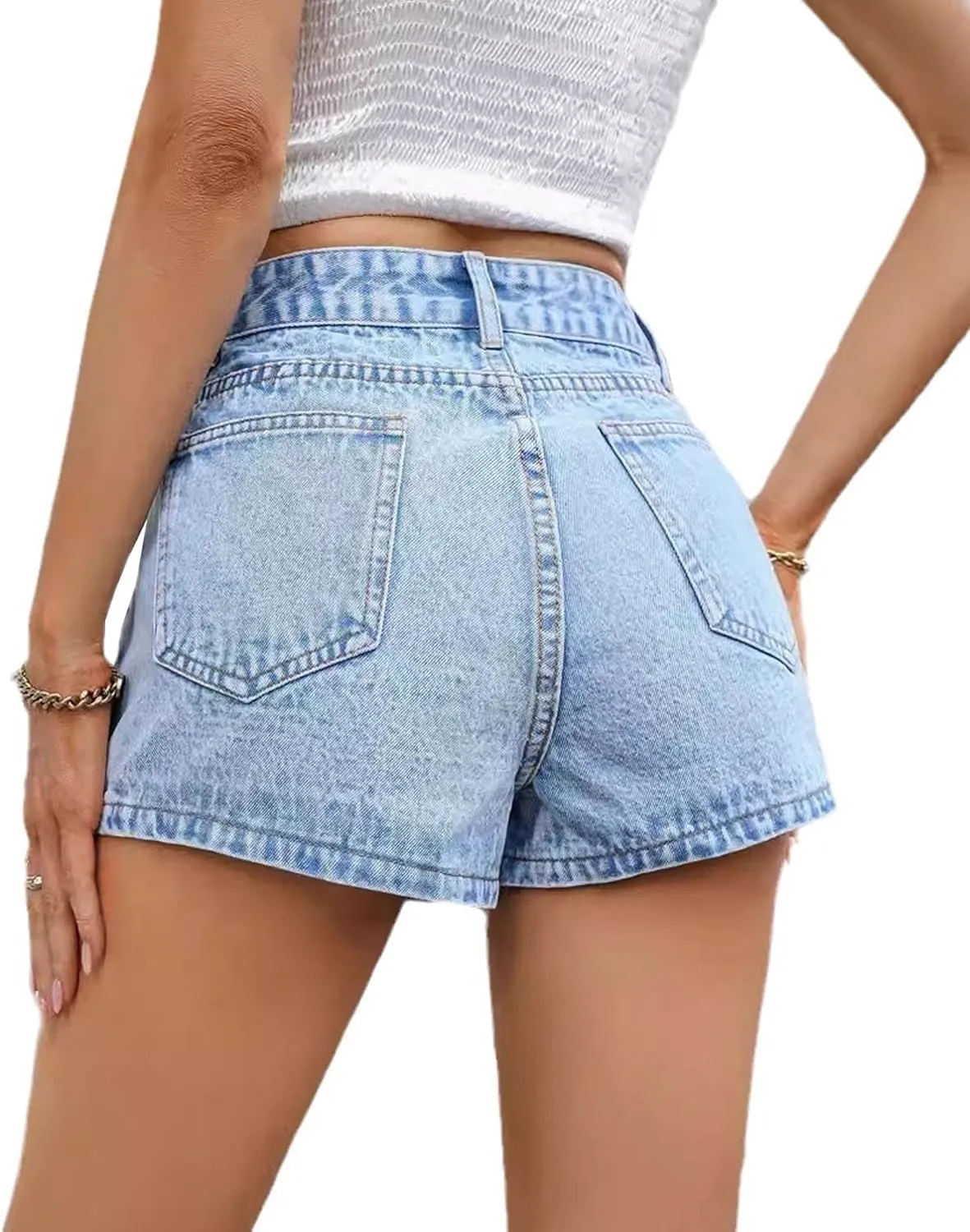 SEMATOMALA Jean Shorts for Woman Trendy High Waisted Y2K Mini Skirt Stretchy Denim Asymmetrical Wrap Shorts