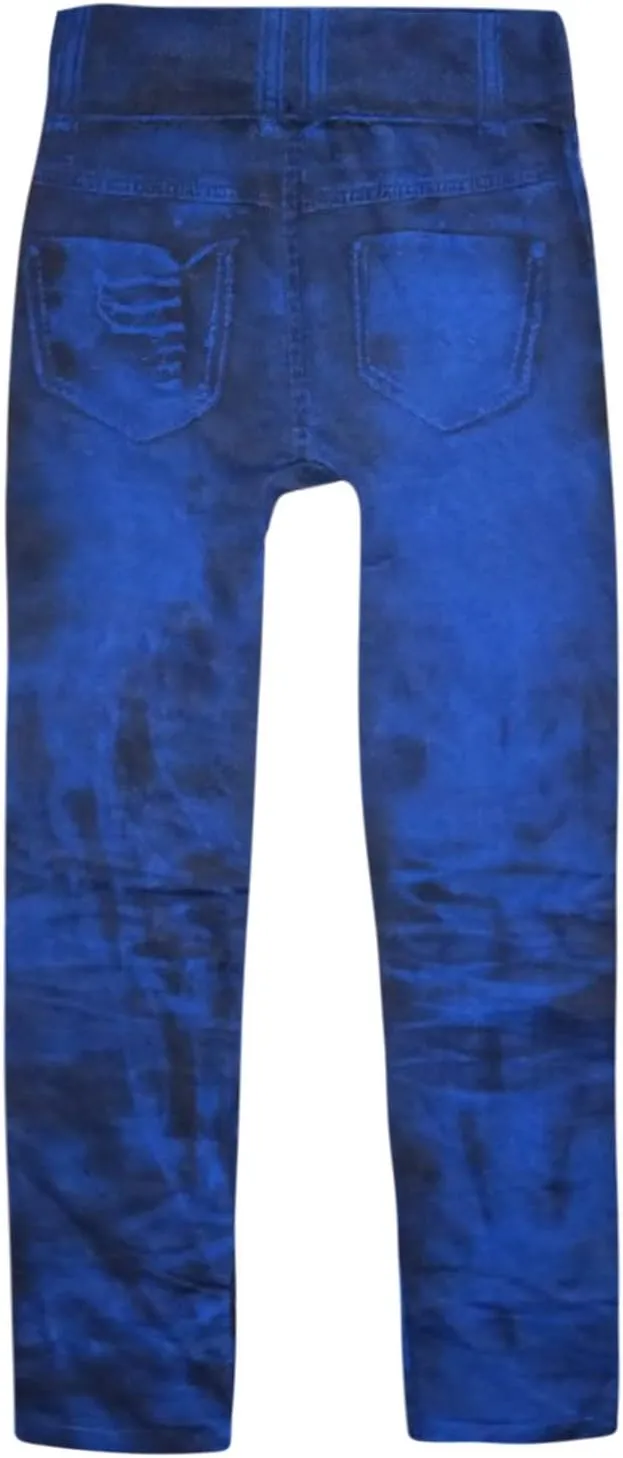 Sexy Denim-Like Print Leggings for Women Fake Jeans High Waisted Tights Stretchy Jeggings Compression Pants