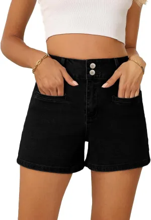 Sidefeel Womens Jean Shorts Casual High Waisted Stretchy Summer Denim Shorts with Pockets