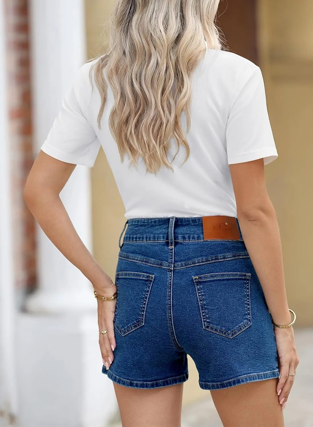 Sidefeel Womens Jean Shorts Casual High Waisted Stretchy Summer Denim Shorts with Pockets
