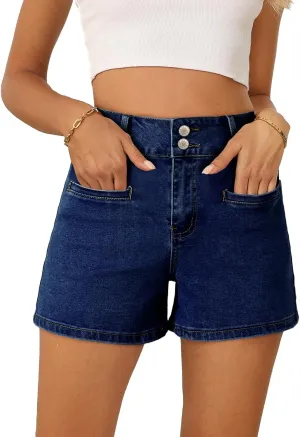 Sidefeel Womens Jean Shorts Casual High Waisted Stretchy Summer Denim Shorts with Pockets