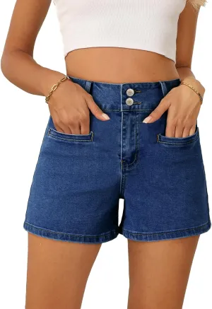 Sidefeel Womens Jean Shorts Casual High Waisted Stretchy Summer Denim Shorts with Pockets