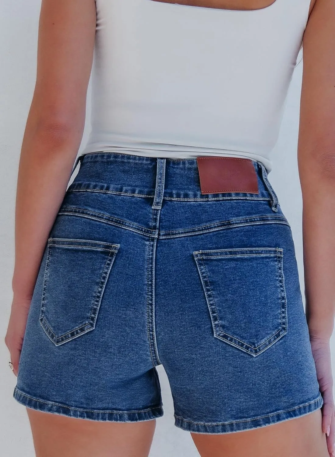 Sidefeel Womens Jean Shorts Casual High Waisted Stretchy Summer Denim Shorts with Pockets