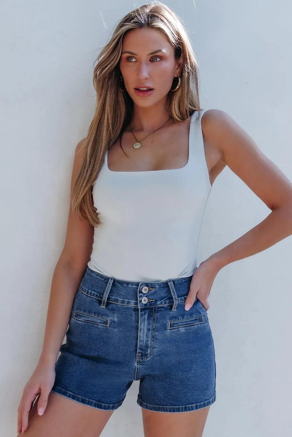 Sidefeel Womens Jean Shorts Casual High Waisted Stretchy Summer Denim Shorts with Pockets