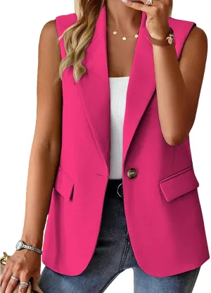 Sleeveless Blazer Vest for Women Casual Open Front Work Office Blazer Jackets Summer Suit Vest Tops Jacket Waistcoat