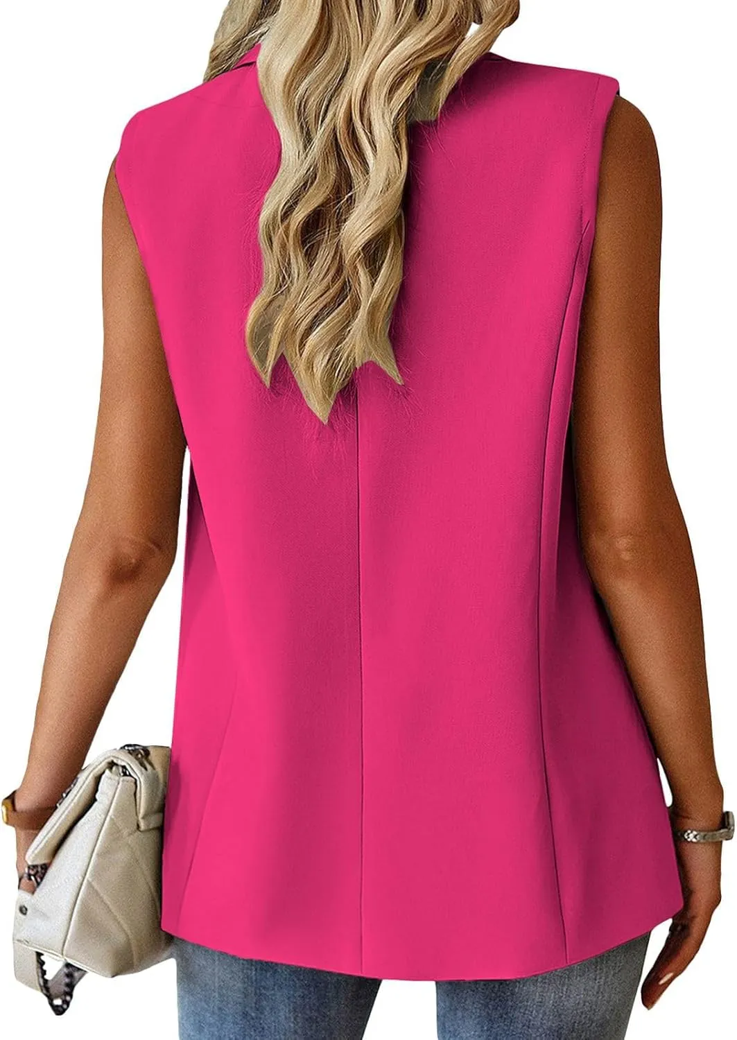 Sleeveless Blazer Vest for Women Casual Open Front Work Office Blazer Jackets Summer Suit Vest Tops Jacket Waistcoat
