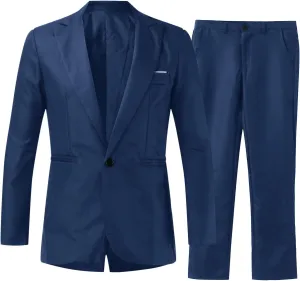 Slim Fit Tuxedo Blazer and Pants for Wedding Prom, 2 Piece Suit for Men, One Button Blazer Jacket Vest Pants